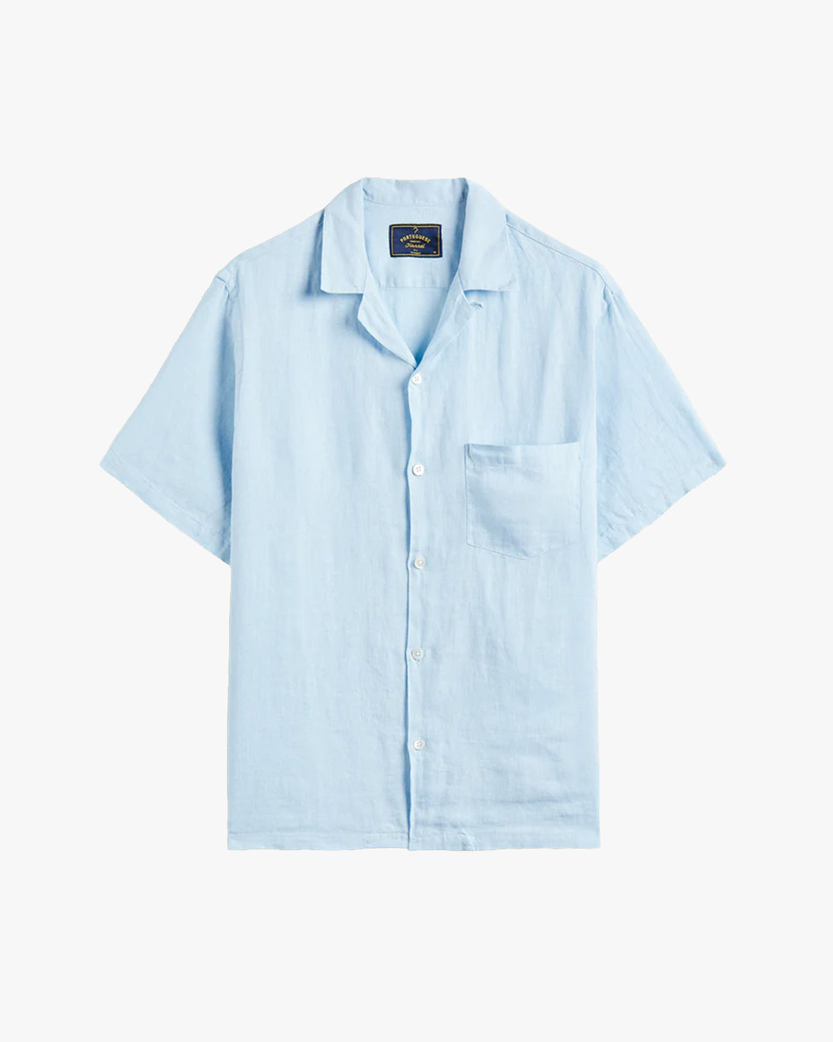 Portuguese Flannel Linen Camp Collar Shirt - Sky
