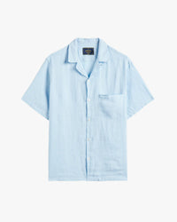 Portuguese Flannel Linen Camp Collar Shirt - Sky