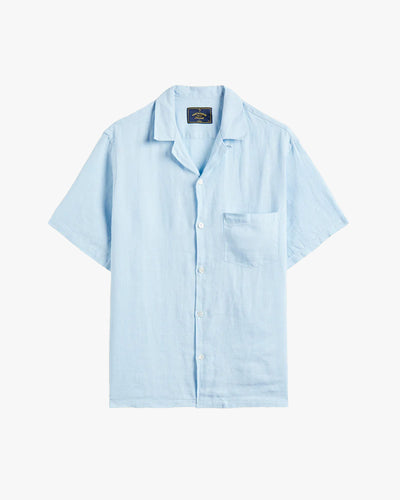 Portuguese Flannel Linen Camp Collar Shirt - Sky