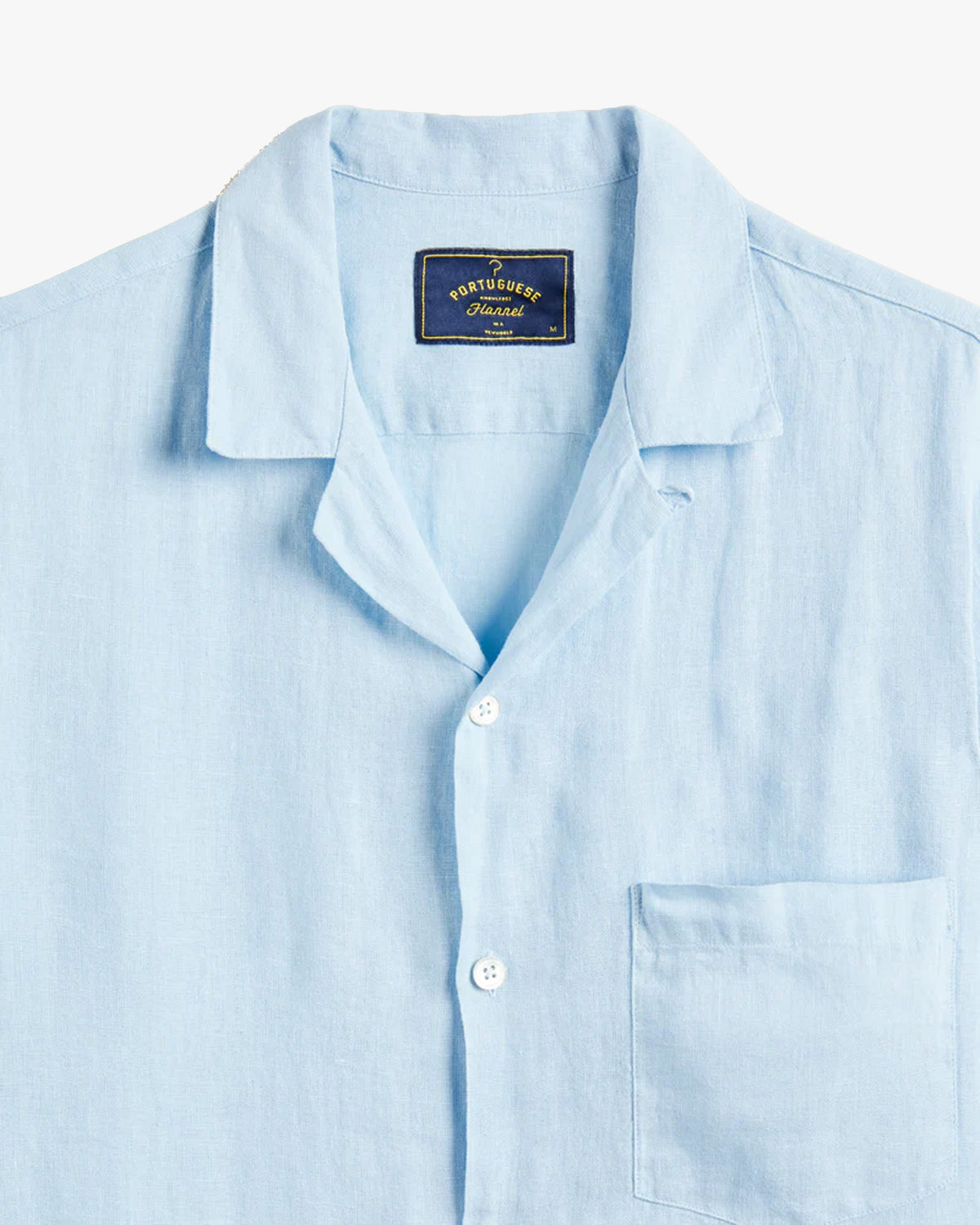 Portuguese Flannel Linen Camp Collar Shirt - Sky