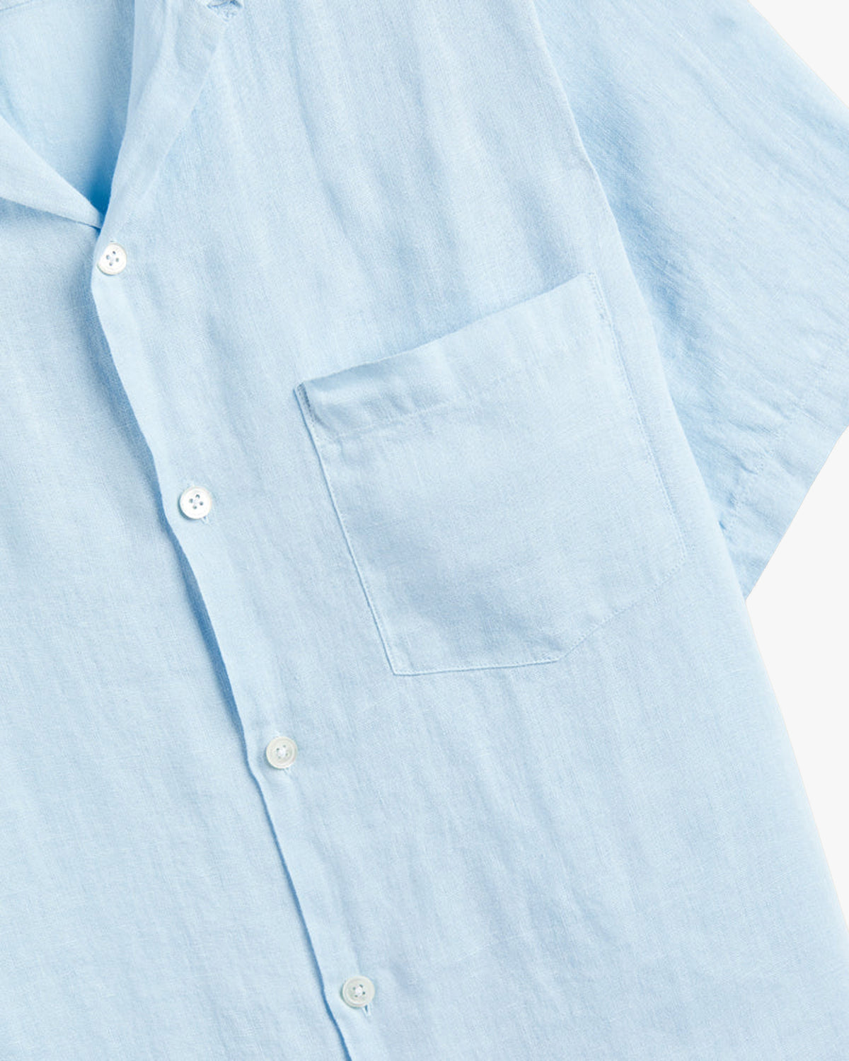 Portuguese Flannel Linen Camp Collar Shirt - Sky