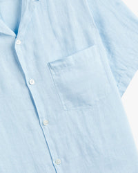 Portuguese Flannel Linen Camp Collar Shirt - Sky