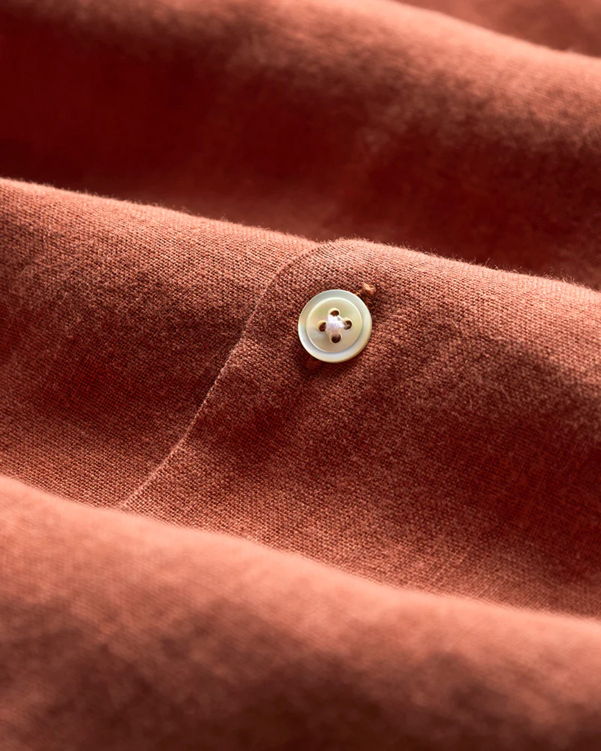 Portuguese Flannel Linen Camp Collar Shirt - Terracotta | Portuguese Flannel Shirts | JEANSTORE