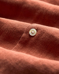 Portuguese Flannel Linen Camp Collar Shirt - Terracotta | Portuguese Flannel Shirts | JEANSTORE