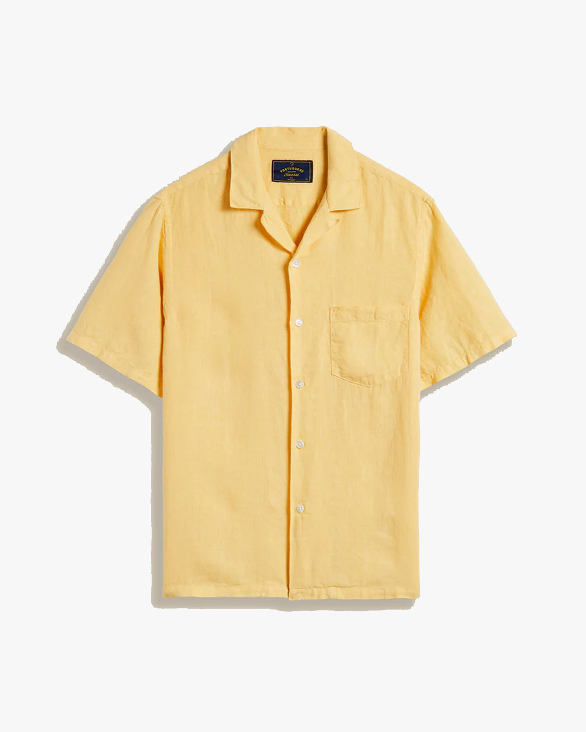 Portuguese Flannel Linen Camp Collar Shirt - Yellow | Portuguese Flannel Shirts | JEANSTORE
