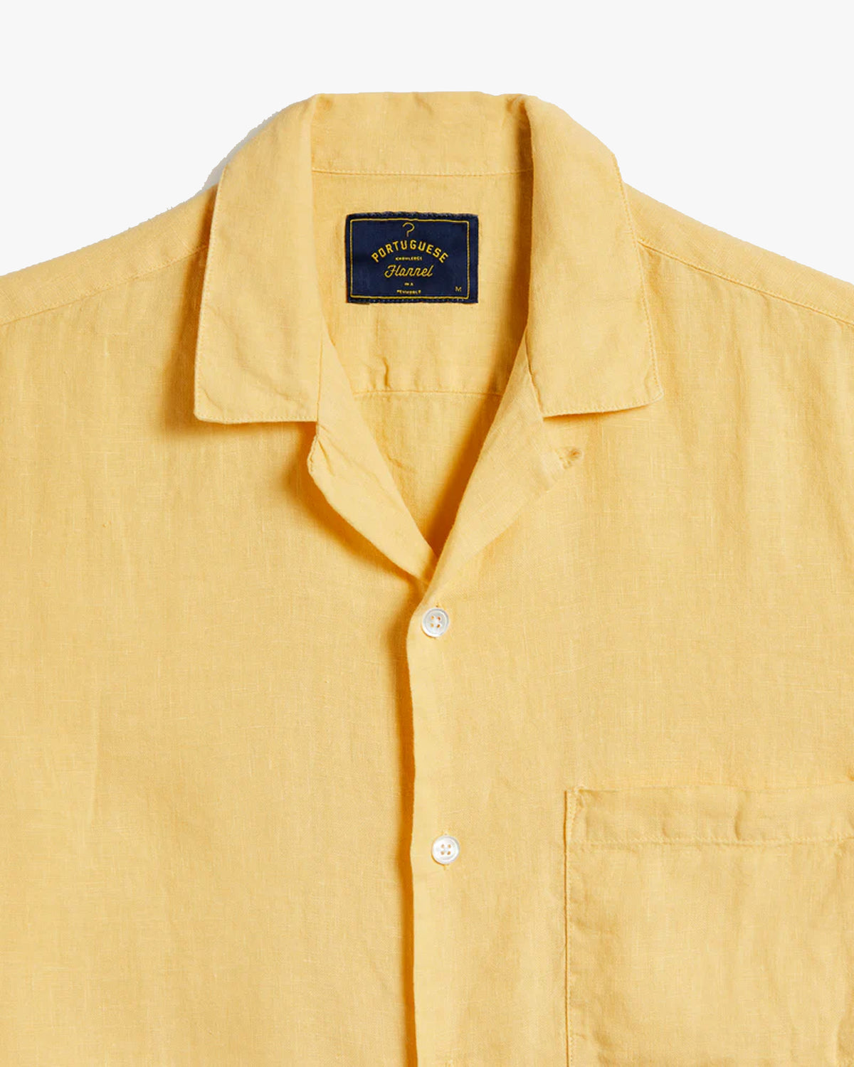 Portuguese Flannel Linen Camp Collar Shirt - Yellow | Portuguese Flannel Shirts | JEANSTORE