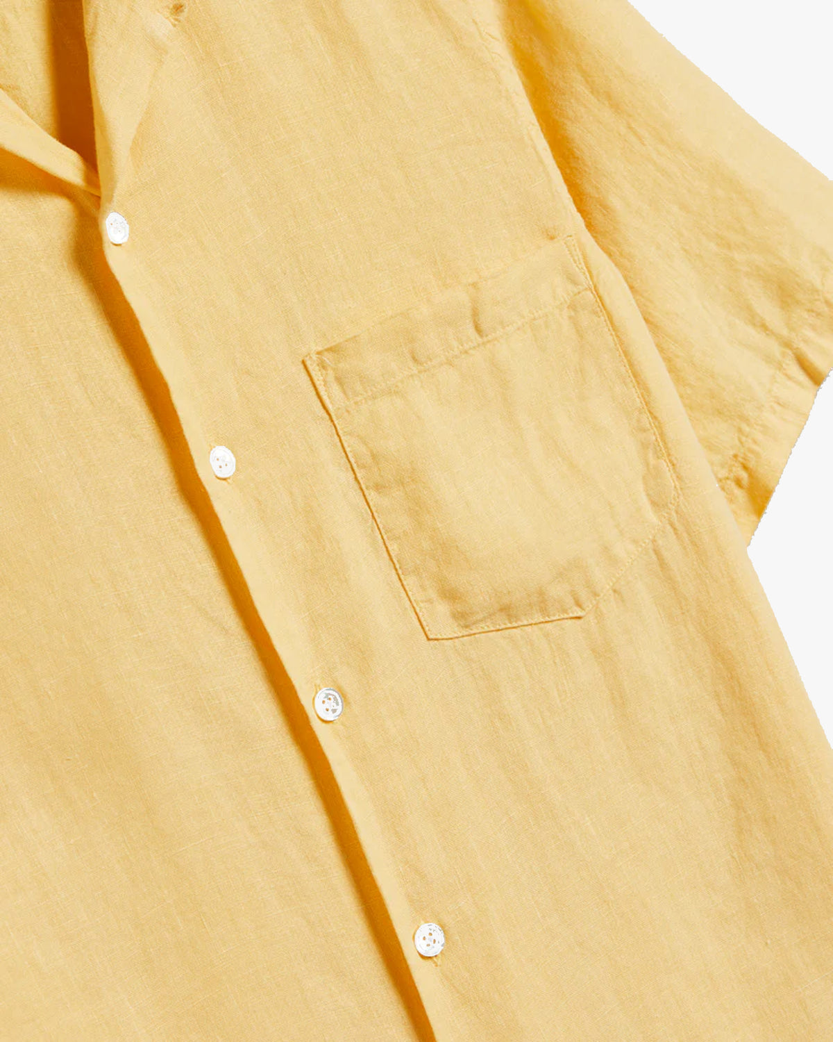 Portuguese Flannel Linen Camp Collar Shirt - Yellow | Portuguese Flannel Shirts | JEANSTORE