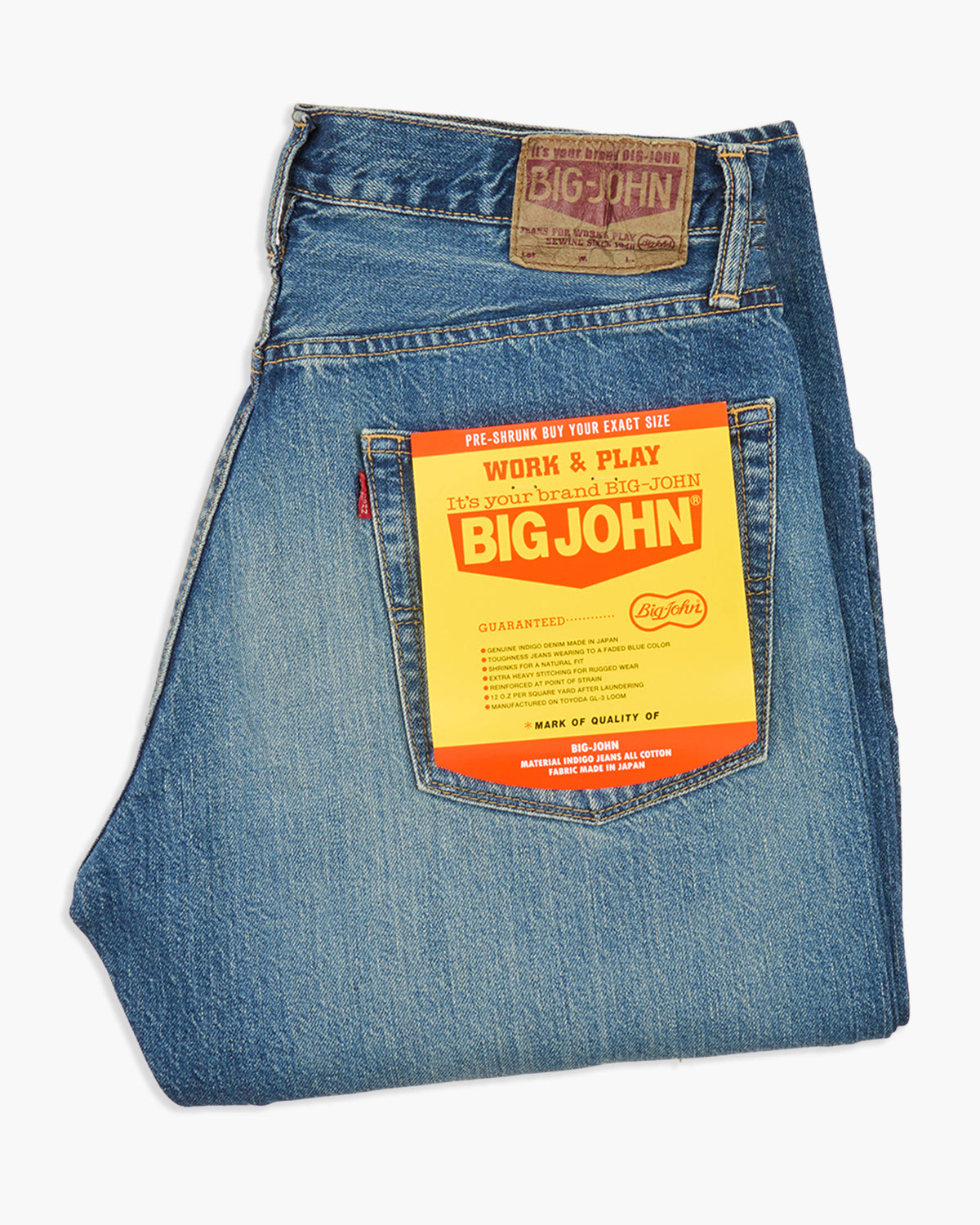 Big John M102SL Vintage 60's Classic Straight Selvedge Mens Jeans - Antique Wash | Big John Jeans | JEANSTORE
