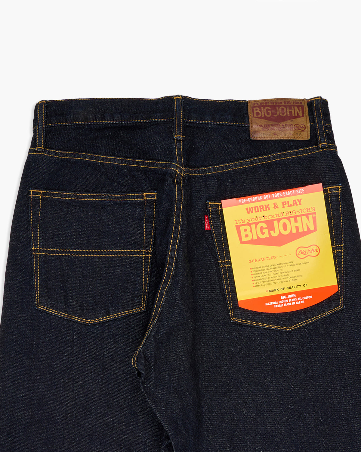 Big John M102SL Vintage 60's Classic Straight Selvedge Mens Jeans - Indigo Long Wash | Big John Jeans | JEANSTORE