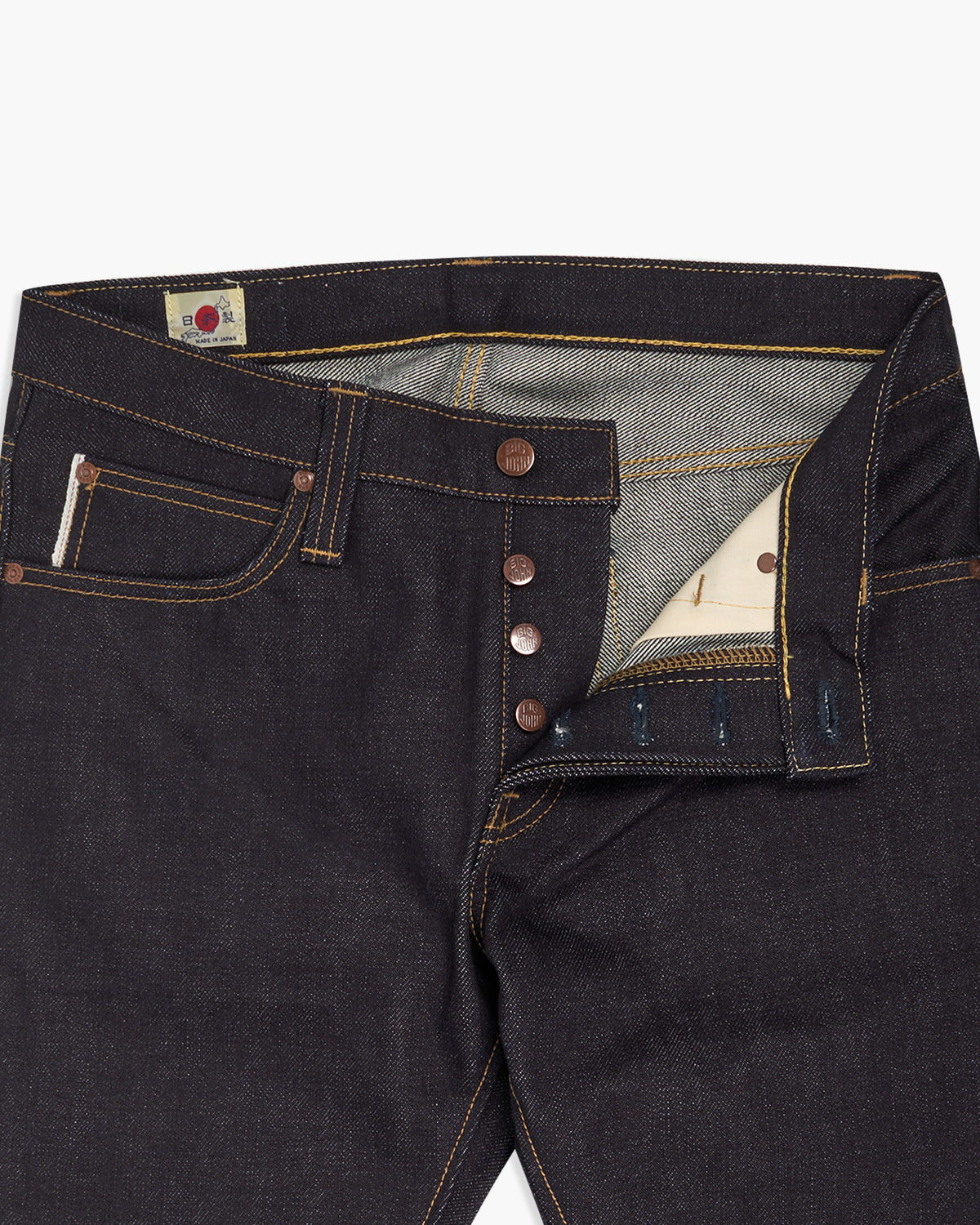 Big John M106G Tough 23oz Slim Tapered Selvedge Mens Jeans - Unwashed | Big John Jeans | JEANSTORE