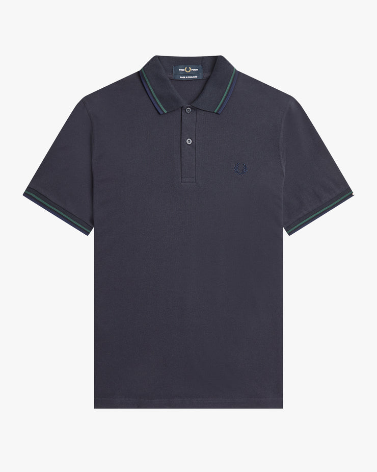 Fred Perry M12 Made In England Twin Tipped Polo Shirt - Navy / Petrol ...