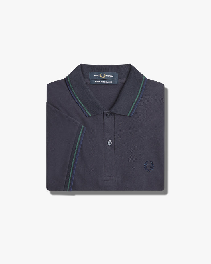 Fred Perry M12 Made In England Twin Tipped Polo Shirt - Navy / Petrol ...