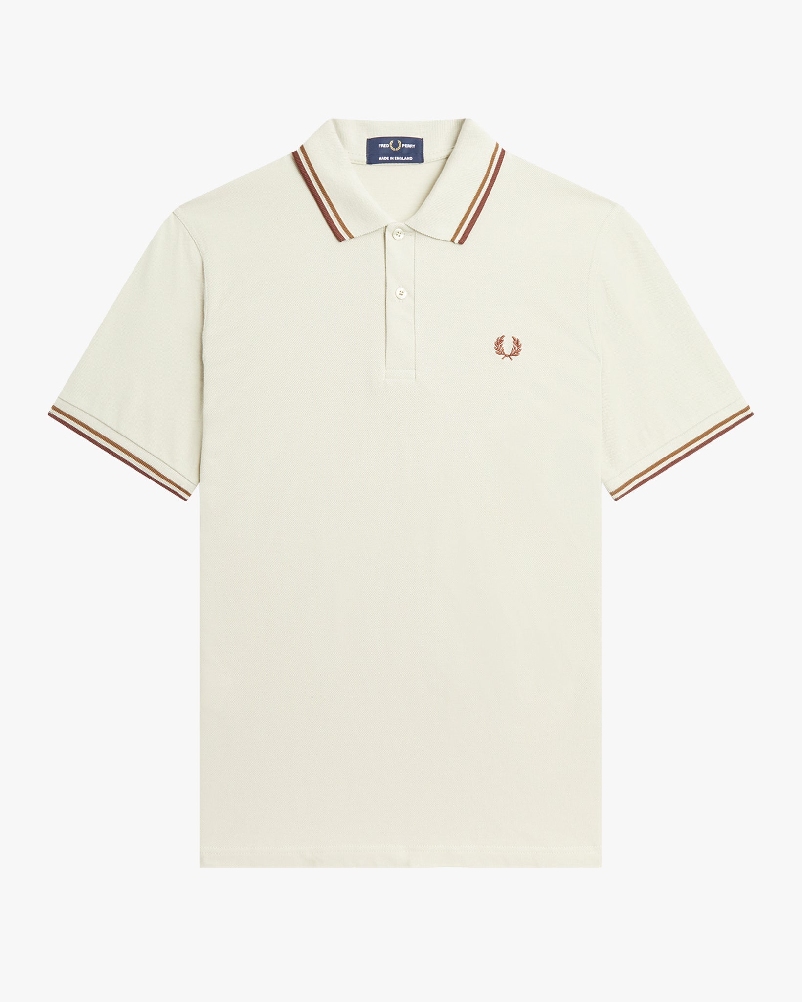 Fred Perry M12 Made In England Twin Tipped Polo Shirt - Oatmeal / Dark