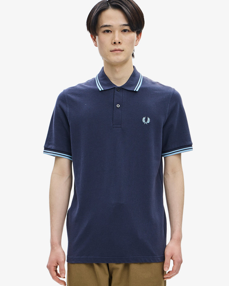 Fred Perry M12 Made In England Twin Tipped Polo Shirt - Navy / Ice