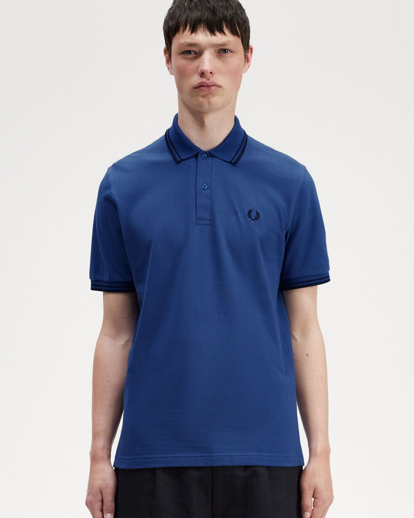 Fred Perry M12 Made In England Twin Tipped Polo Shirt - Shaded Cobalt ...