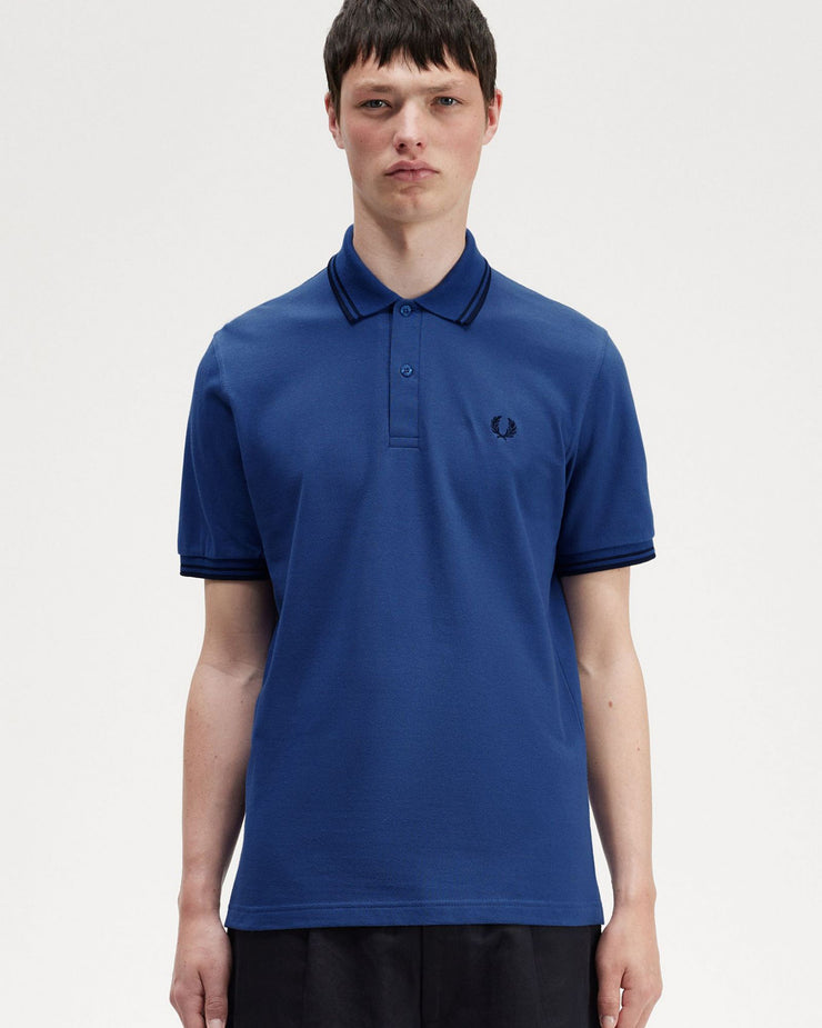 Fred Perry M12 Made In England Twin Tipped Polo Shirt - Shaded Cobalt / Navy