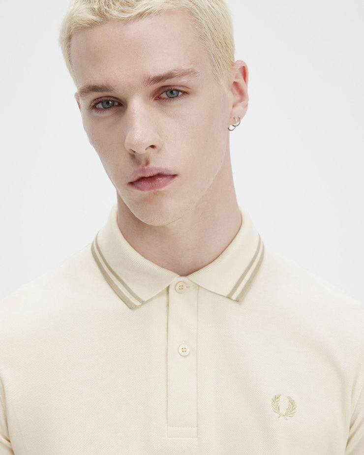 Fred Perry M12 Made In England Twin Tipped Polo Shirt - Ecru / Oatmeal