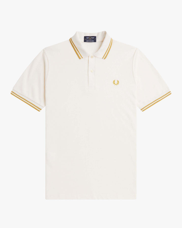 Fred Perry M12 Made In England Twin Tipped Polo Shirt - Ecru / Honeycomb