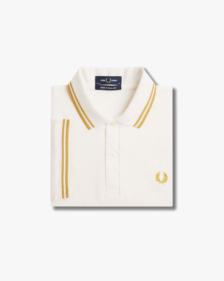 Fred Perry M12 Made In England Twin Tipped Polo Shirt - Ecru / Honeycomb