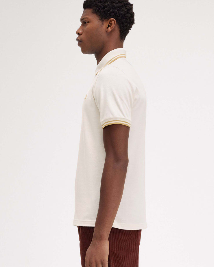 Fred Perry M12 Made In England Twin Tipped Polo Shirt - Ecru / Honeycomb