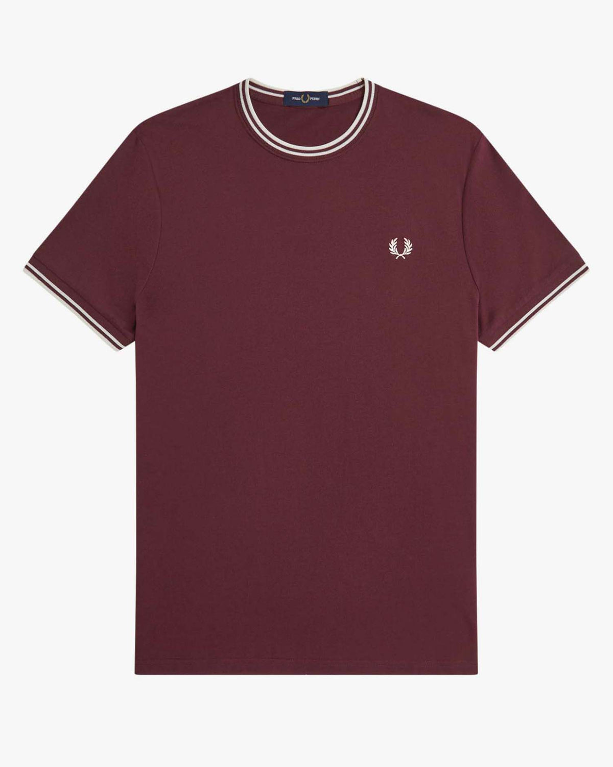 Fred Perry Twin Tipped T Shirt - Oxblood / Ecru