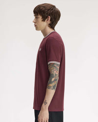 Fred Perry Twin Tipped T Shirt - Oxblood / Ecru