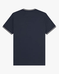 Fred Perry Twin Tipped T Shirt - Dark Airforce / Ecru / Seagrass
