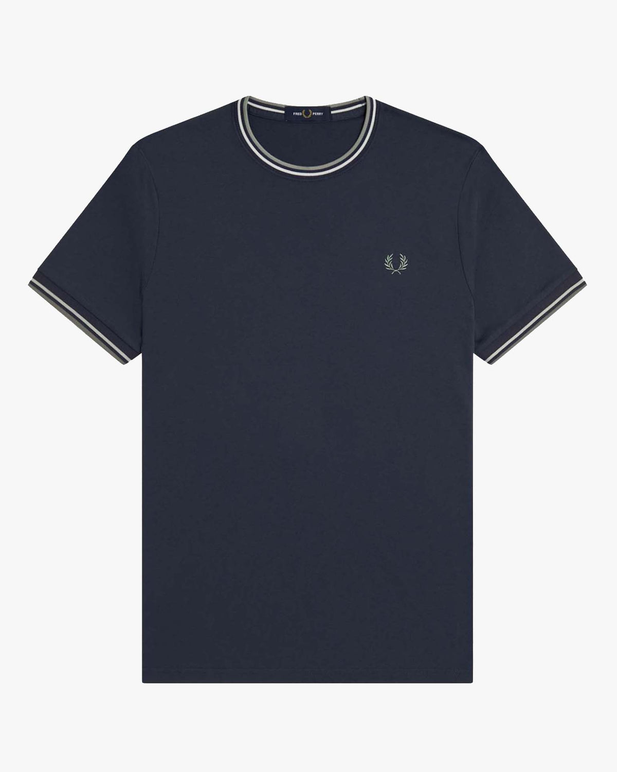 Fred Perry Twin Tipped T Shirt - Dark Airforce / Ecru / Seagrass