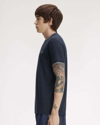 Fred Perry Twin Tipped T Shirt - Dark Airforce / Ecru / Seagrass