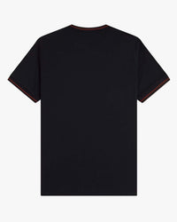 Fred Perry Twin Tipped T Shirt - Navy / Brandy / Rich Brown