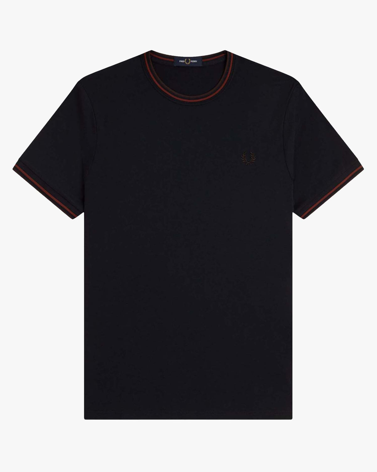 Fred Perry Twin Tipped T Shirt - Navy / Brandy / Rich Brown