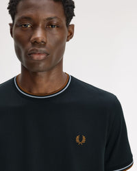 Fred Perry Twin Tipped T Shirt - Night Green / Dusky Blue / Dark Caramel