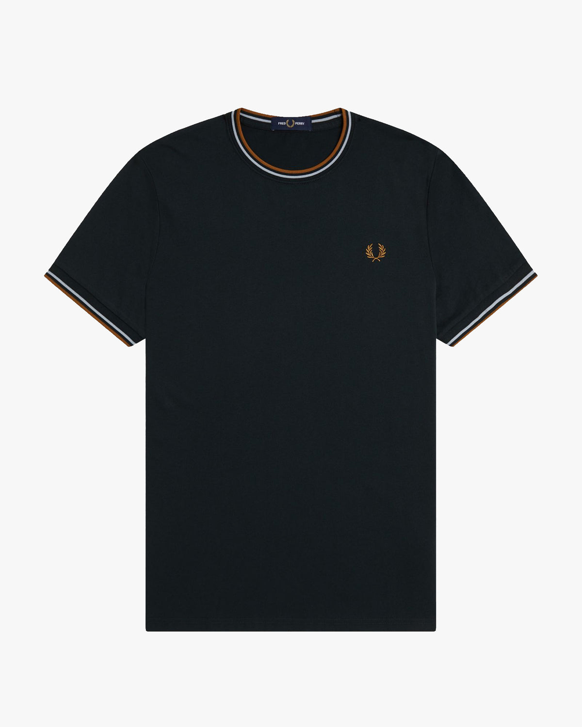 Fred Perry Twin Tipped T Shirt - Night Green / Dusky Blue / Dark Caramel