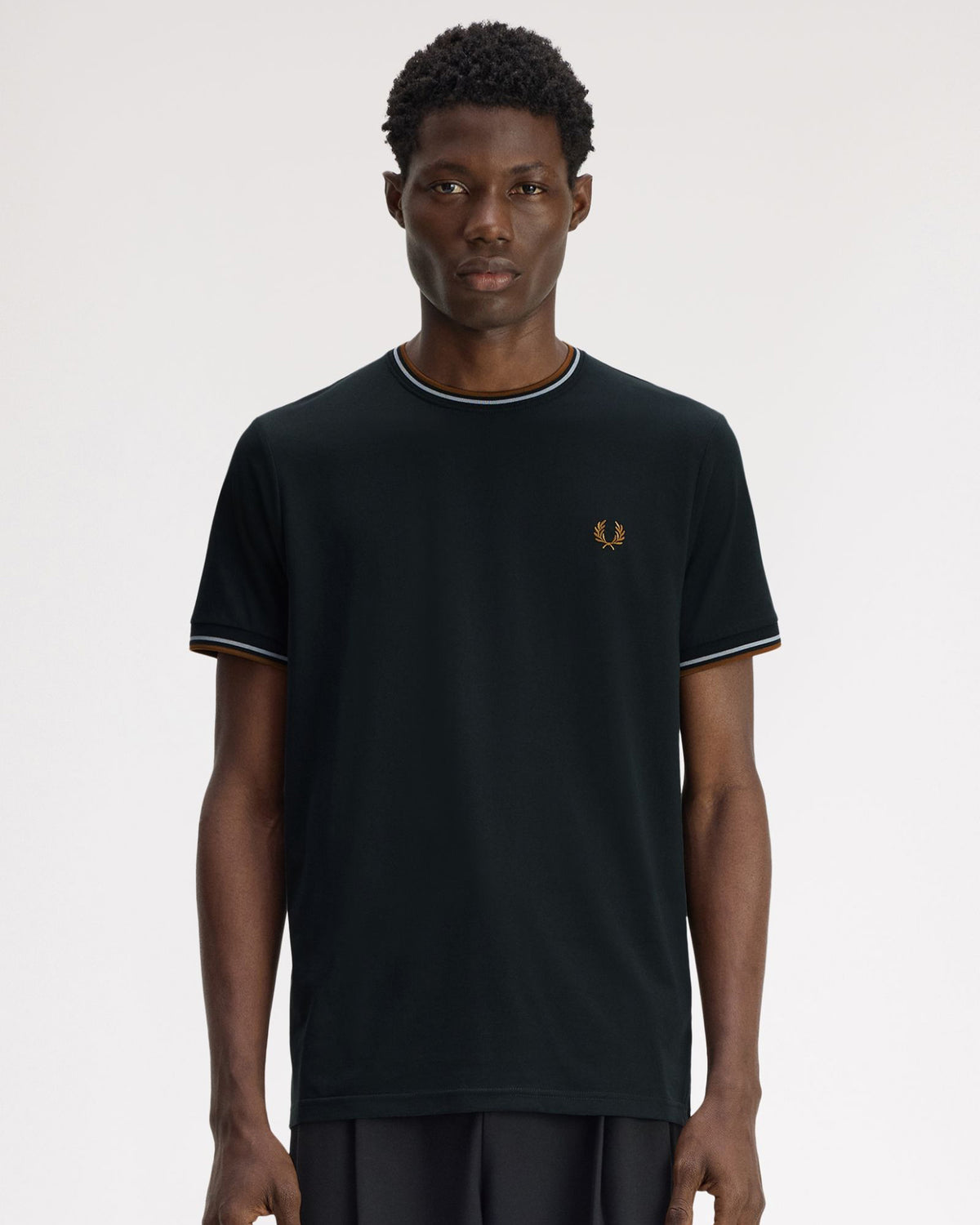 Fred Perry Twin Tipped T Shirt - Night Green / Dusky Blue / Dark Caramel