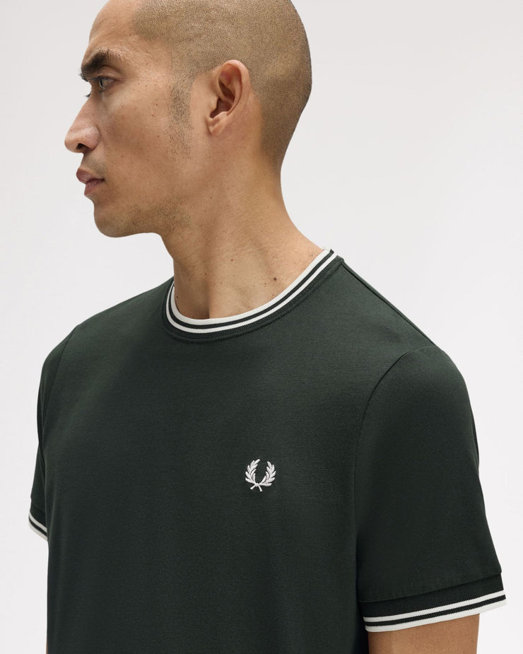Fred Perry Twin Tipped T Shirt - Night Green / Snow White | Fred Perry T Shirts | JEANSTORE