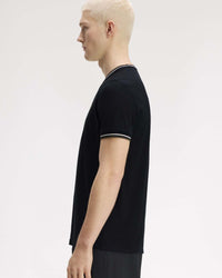 Fred Perry Twin Tipped T Shirt - Black / Ecru / Laurel Wreath Green