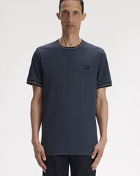Fred Perry Twin Tipped T Shirt - Dark Airforce / Stockport Blue / Black