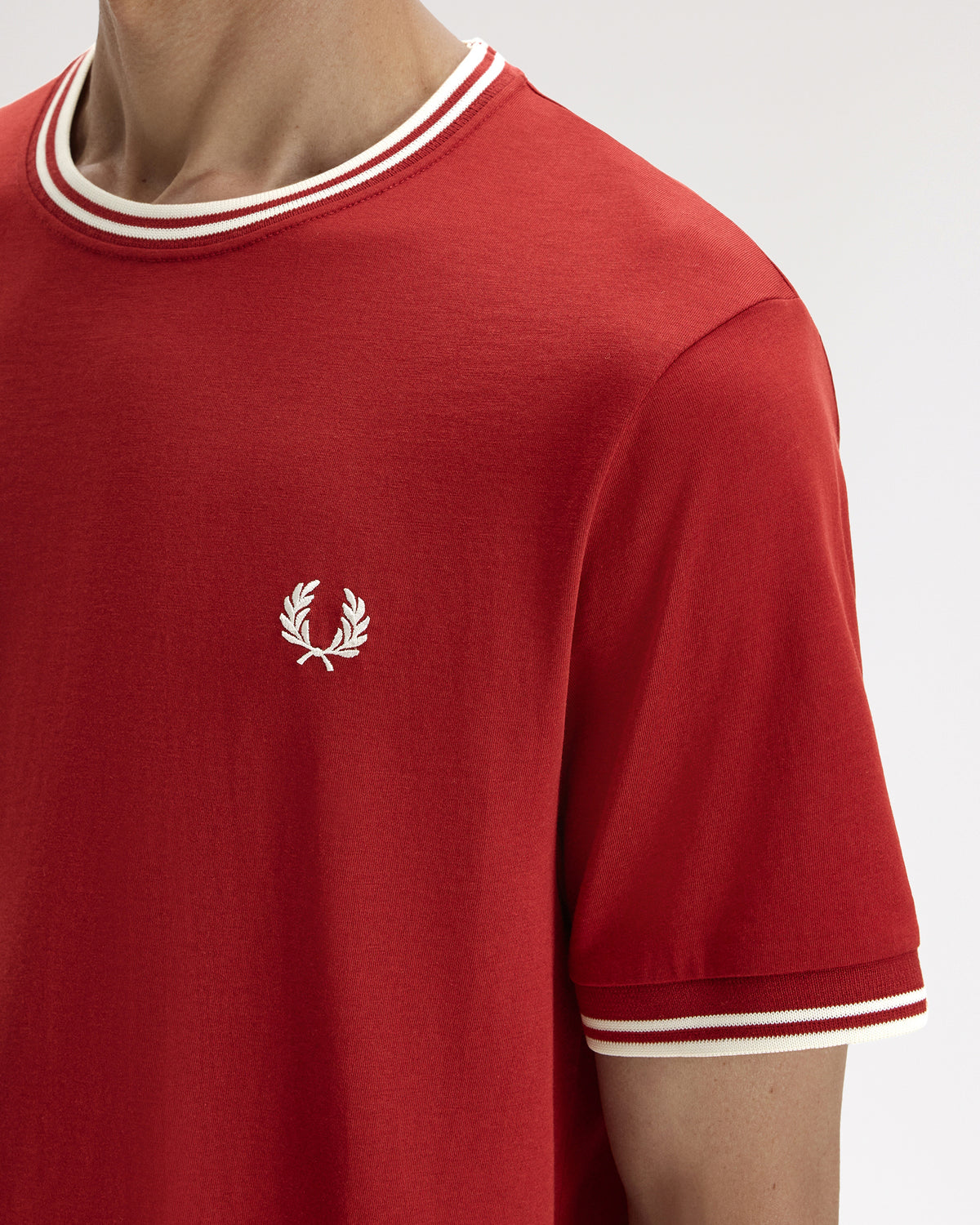Fred Perry Twin Tipped T Shirt - Burnt Red / Snow White | Fred Perry T Shirts | JEANSTORE