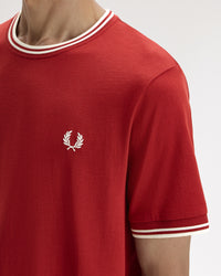 Fred Perry Twin Tipped T Shirt - Burnt Red / Snow White | Fred Perry T Shirts | JEANSTORE
