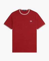 Fred Perry Twin Tipped T Shirt - Burnt Red / Snow White | Fred Perry T Shirts | JEANSTORE