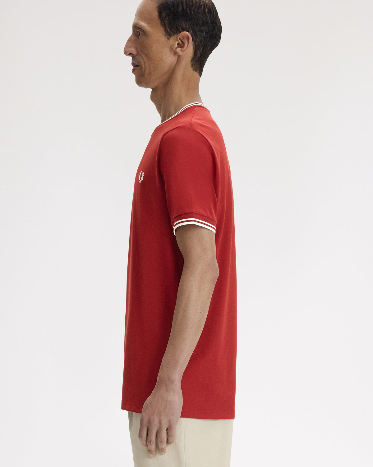Fred Perry Twin Tipped T Shirt - Burnt Red / Snow White | Fred Perry T Shirts | JEANSTORE