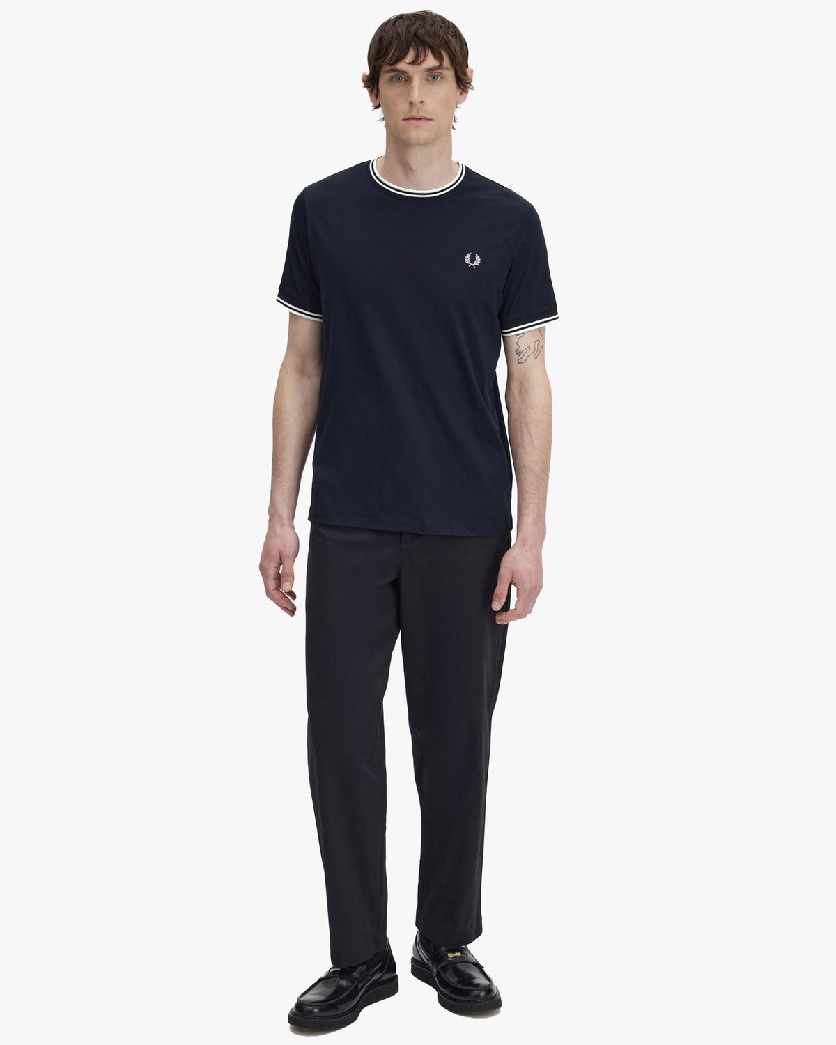Fred Perry Twin Tipped T Shirt - Navy | Fred Perry T Shirts | Jeanstore