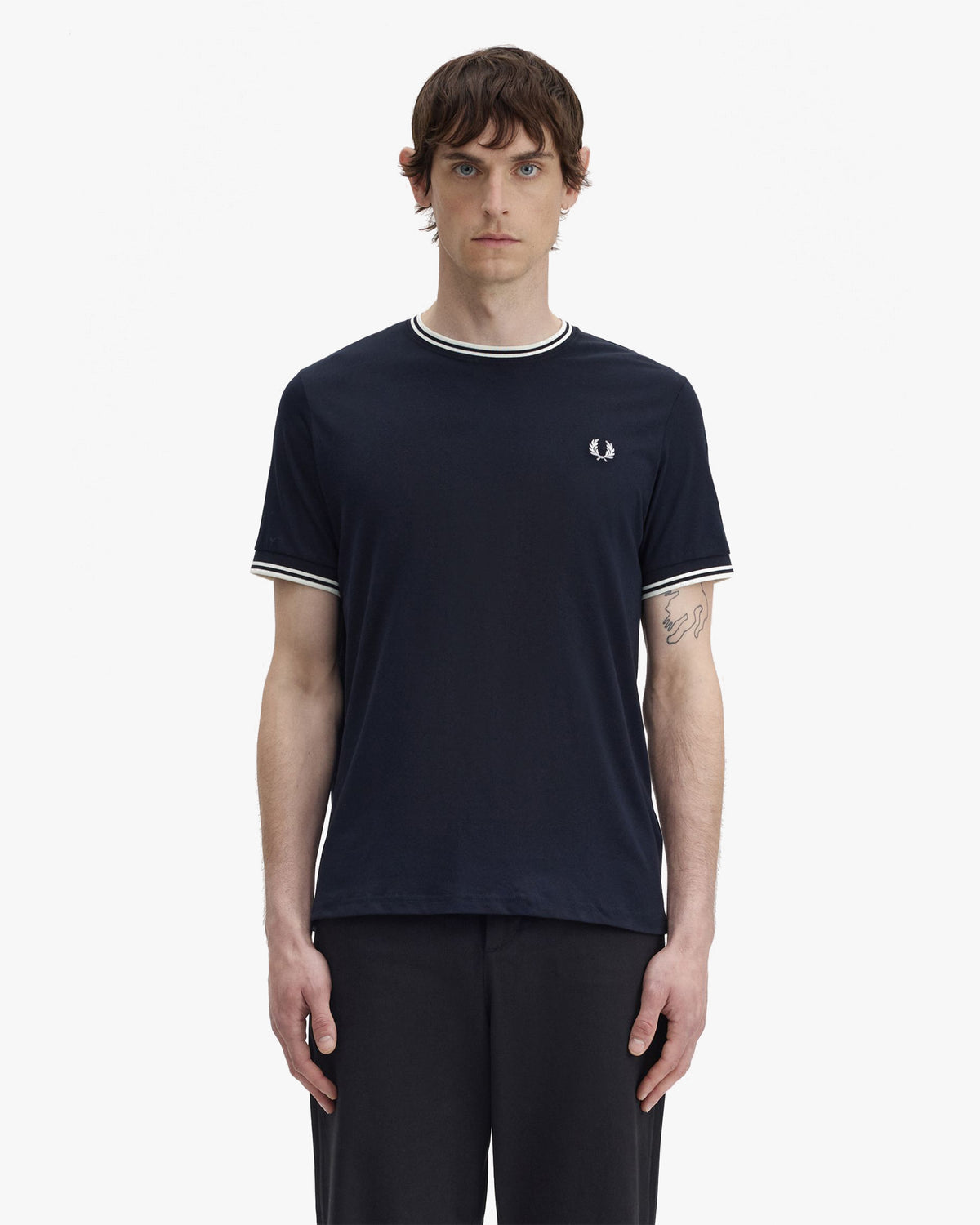 Fred Perry Twin Tipped T Shirt - Navy | Fred Perry T Shirts | Jeanstore