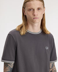 Fred Perry Twin Tipped T Shirt - Anchor Grey / Ecru / Seagrass