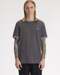 Fred Perry Twin Tipped T Shirt - Anchor Grey / Ecru / Seagrass