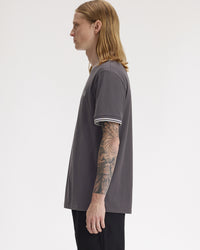 Fred Perry Twin Tipped T Shirt - Anchor Grey / Ecru / Seagrass