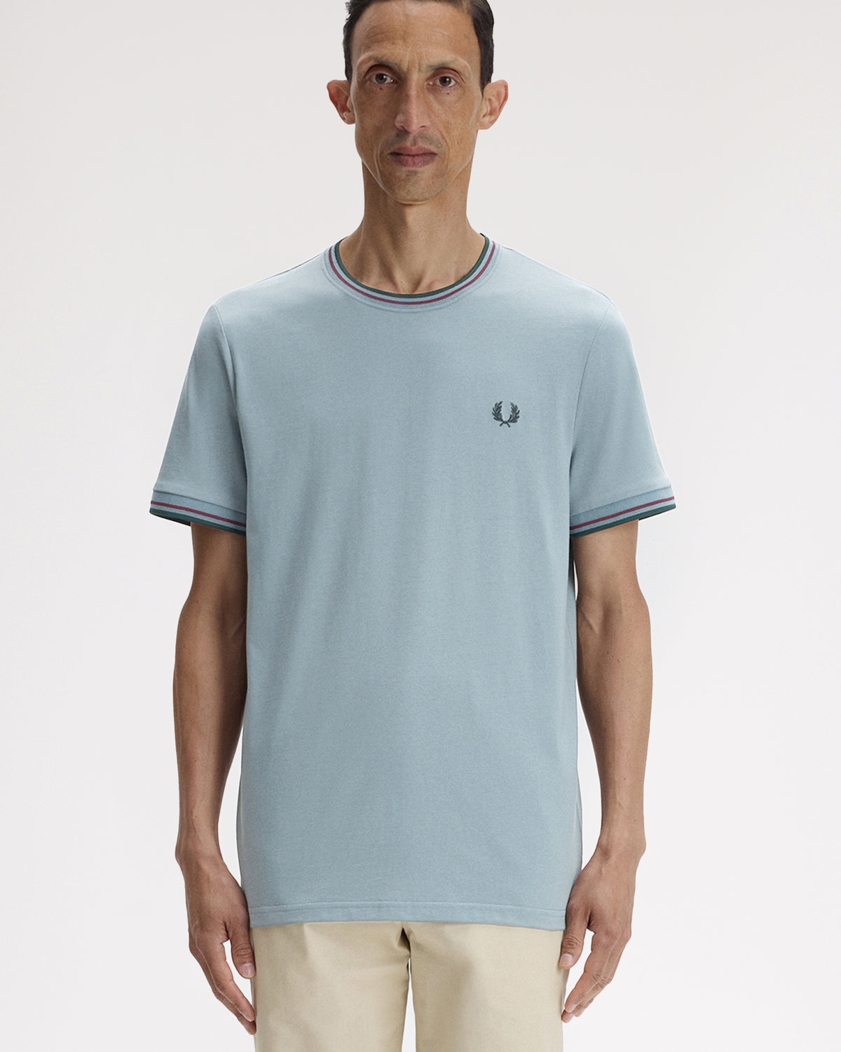 Fred Perry Twin Tipped T Shirt - Stockport Blue / Oxblood / Grassroots