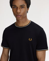 Fred Perry Twin Tipped T Shirt - Black | Fred Perry T Shirts | JEANSTORE
