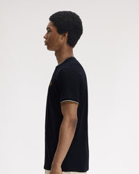 Fred Perry Twin Tipped T Shirt - Black | Fred Perry T Shirts | JEANSTORE