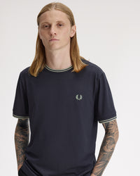 Fred Perry Twin Tipped T Shirt - Navy / Seagrass
